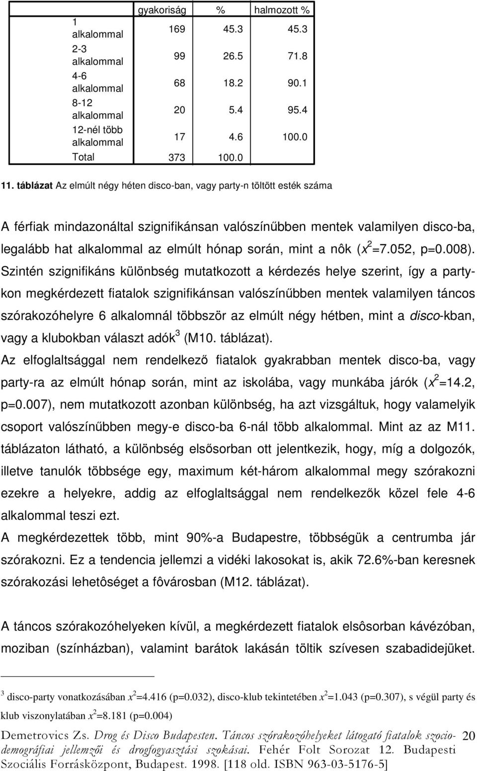 során, mint a nôk (x 2 =7.052, p=0.008).