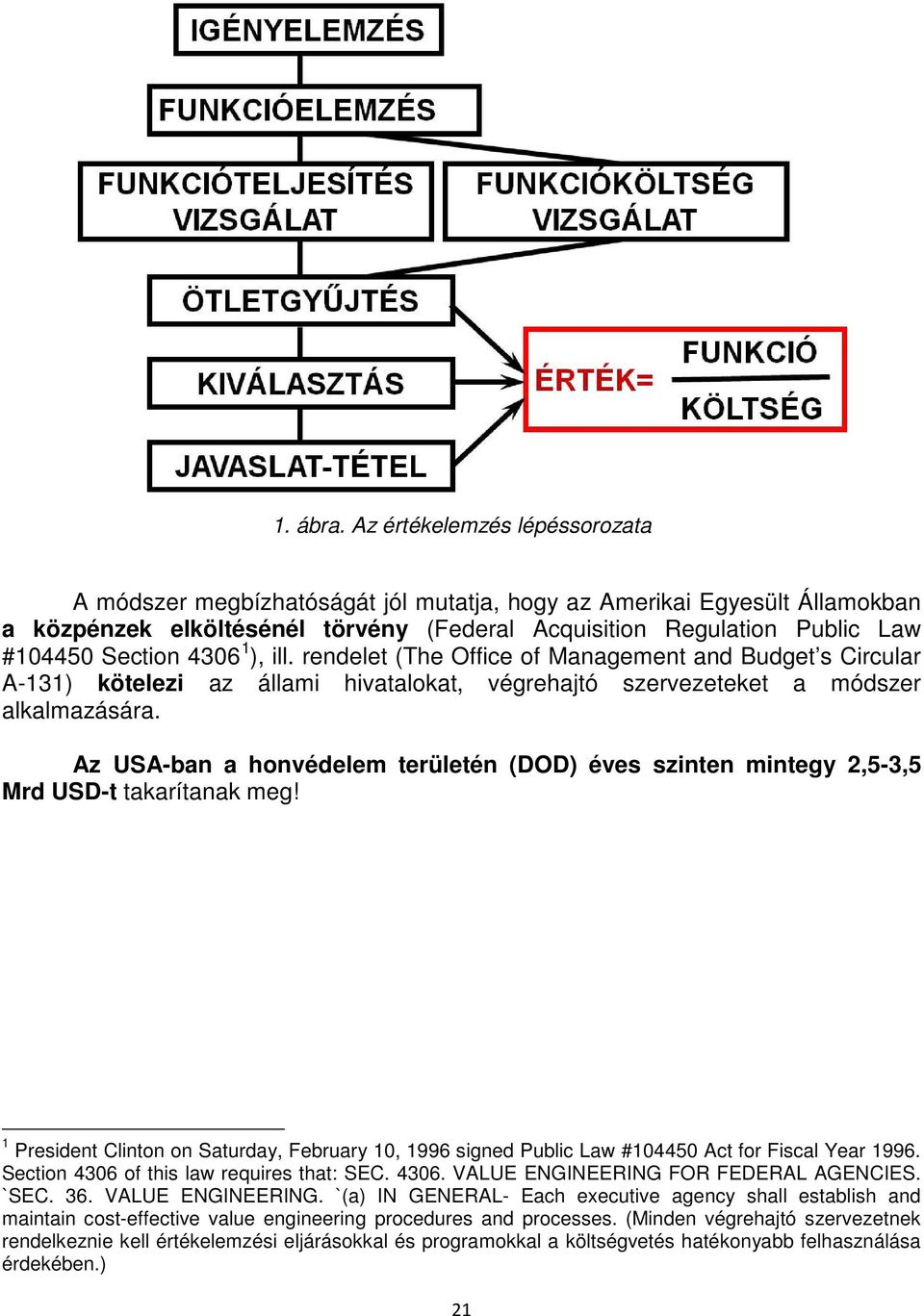 4306 1 ), ill. rendelet (The Office of Management and Budget s Circular A-131) kötelezi az állami hivatalokat, végrehajtó szervezeteket a módszer alkalmazására.