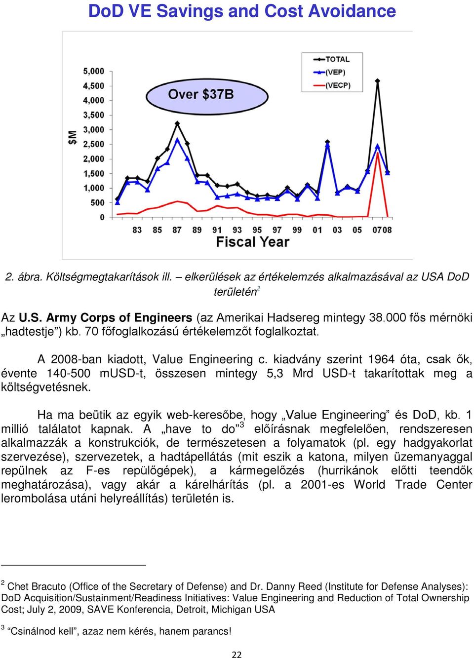 kiadvány szerint 1964 óta, csak ők, évente 140-500 musd-t, összesen mintegy 5,3 Mrd USD-t takarítottak meg a költségvetésnek. Ha ma beütik az egyik web-keresőbe, hogy Value Engineering és DoD, kb.