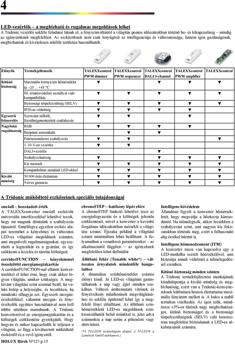 Előnyök Termékjellemzők TALEXXcontrol PWM dimmer TALEXXcontrol PWM sequencer TALEXXcontrol DALI 3-channel TALEXXcontrol PWM amplifier TALEXXcontrol Kitűnő biztonság Maximális környezeti hőmérséklet