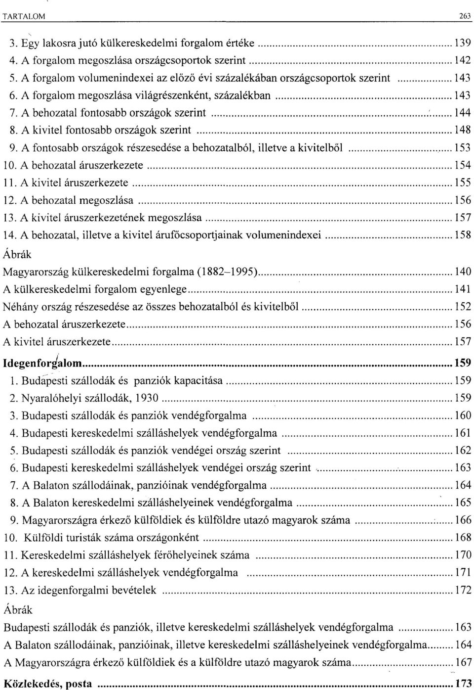 A kivitel fontosabb országok szerint 148 9. A fontosabb országok részesedése a behozatalból, illetve akivitelből 153 10. A behozatal áruszerkezete 154 11. A kivitel áruszerkezete 155 12.