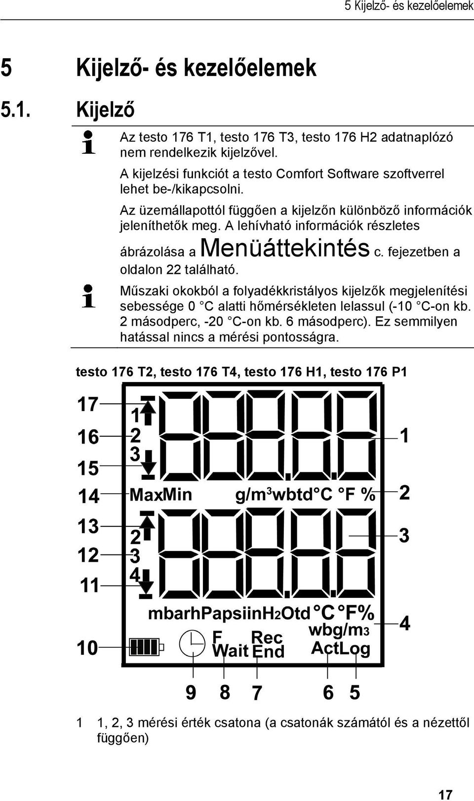 A lehívható információk részletes ábrázolása a Menüáttekintés c. fejezetben a oldalon 22 található.