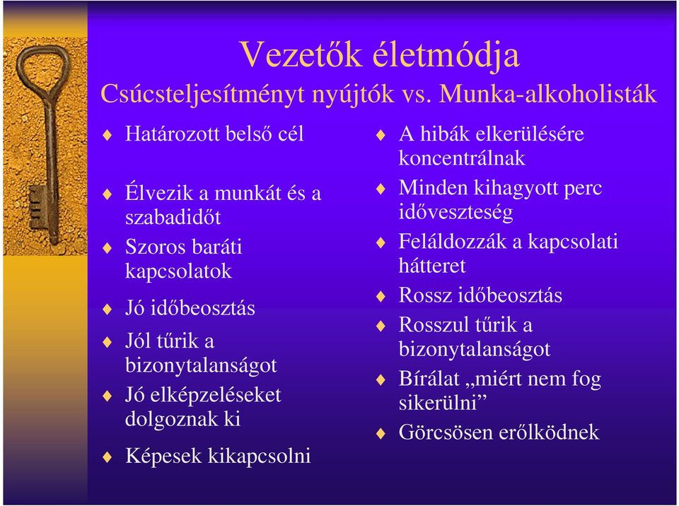 időbeosztás Jól tűrik a bizonytalanságot Jó elképzeléseket dolgoznak ki Képesek kikapcsolni A hibák elkerülésére