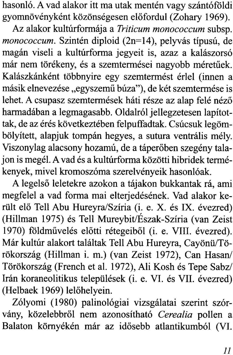 Kalászkánként többnyire egy szemtermést érlel (innen a másik elnevezése "egyszemű búza"), de két szemtermése is lehet. A csupasz szemtermések háti része az alap felé néző harmadában a legmagasabb.