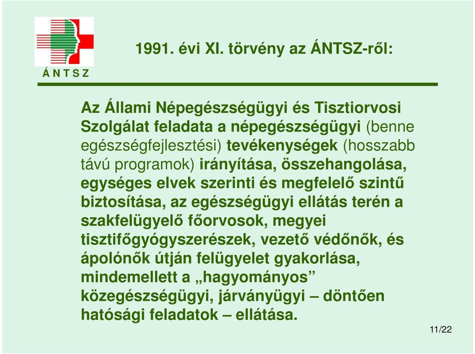 egészségfejlesztési) tevékenységek (hosszabb távú programok) irányítása, összehangolása, egységes elvek szerinti és megfelelő