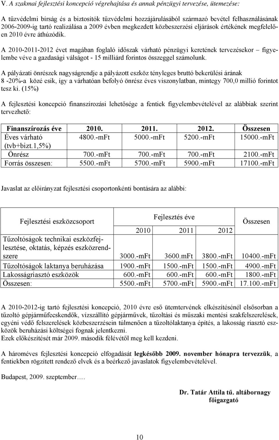 A 2010-2011-2012 évet magában foglaló időszak várható pénzügyi keretének tervezésekor figyelembe véve a gazdasági válságot - 15 milliárd forintos összeggel számolunk.