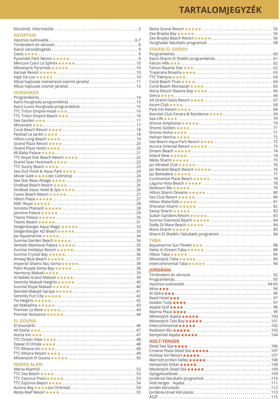 .. 12 HURGHADA Programleírás.... 14 Kairó-Hurghada programleírás... 15 Kairó-Luxor-Hurghada programleírás... 15 TTC Triton Empire Hotel.... 16 TTC Triton Empire Beach................................. 16 Sea Garden.