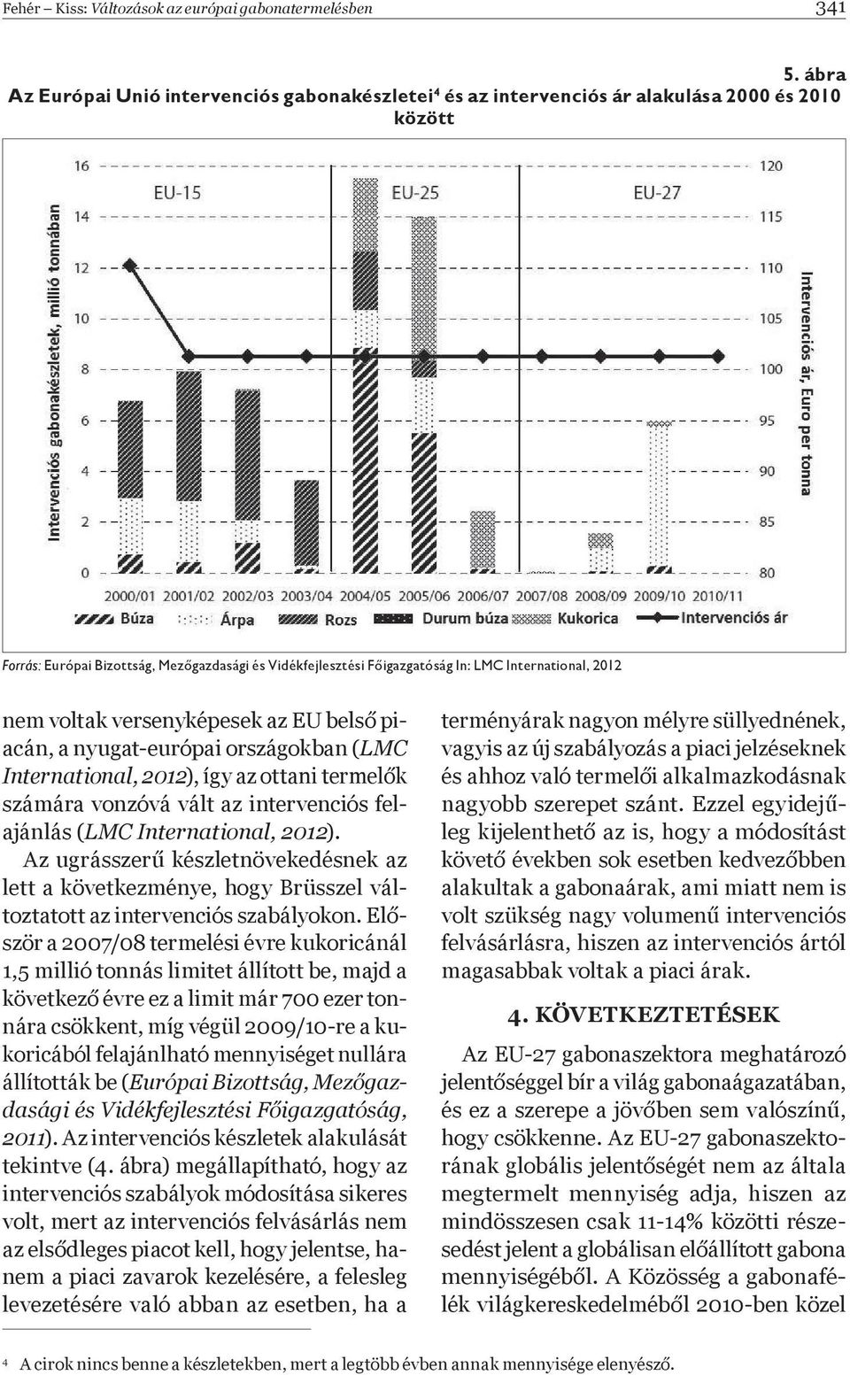 International, 2012 nem voltak versenyképesek az EU bels piacán, a nyugat-európai országokban (LMC International, 2012), így az ottani termel k számára vonzóvá vált az intervenciós felajánlás (LMC