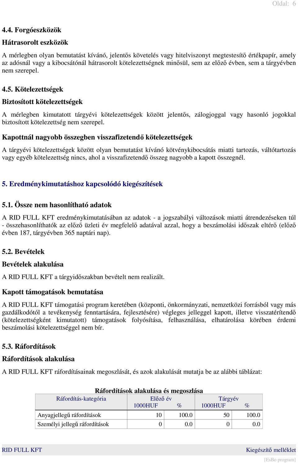 kötelezettségnek minősül, sem az előző évben, sem a tárgyévben nem szerepel. 4.5.