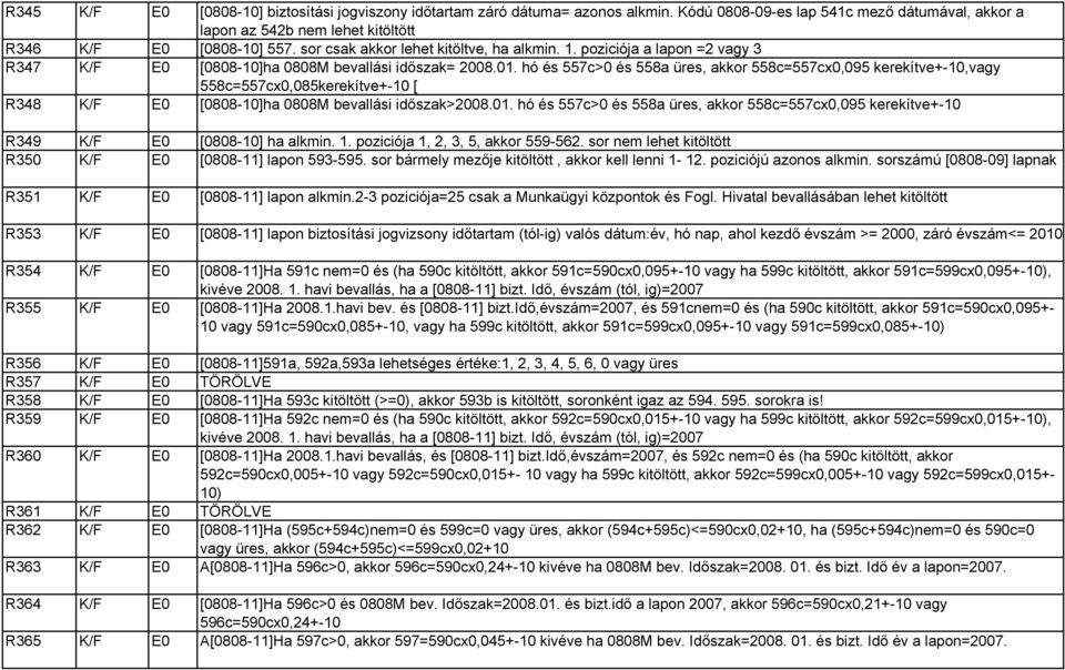 hó és 557c>0 és 558a üres, akkor 558c=557cx0,095 kerekítve+-10,vagy 558c=557cx0,085kerekítve+-10 [ R348 K/F E0 [0808-10]ha 0808M bevallási időszak>2008.01.