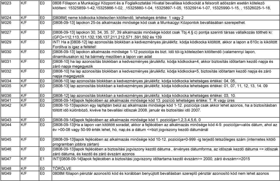 a Munkaügyi Központok bevallásában szerepelhet. M027 K/F E0 [0808-09-13] lapokon 30, 34,