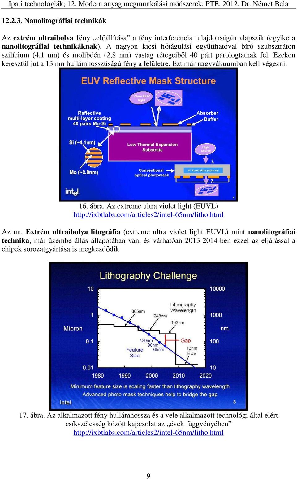 Ezeken keresztül jut a 13 nm hullámhosszúságú fény a felületre. Ezt már nagyvákuumban kell végezni. 16. ábra. Az extreme ultra violet light (EUVL) http://ixbtlabs.com/articles2/intel-65nm/litho.