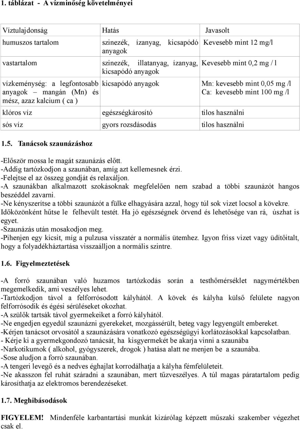 egészségkárosító tilos használni sós víz gyors rozsdásodás tilos használni 1.5. Tanácsok szaunázáshoz -Először mossa le magát szaunázás előtt.