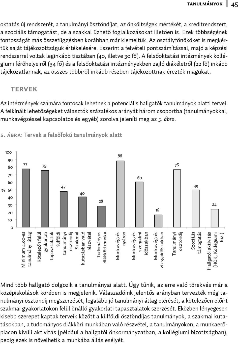 Eszerint a felvételi pontszámítással, majd a képzési rendszerrel voltak leginkább tisztában (, illetve fő).