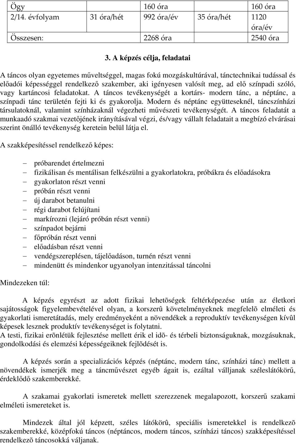 színpadi szóló, vagy kartáncosi feladatokat. A táncos tevékenységét a kortárs- modern tánc, a néptánc, a színpadi tánc területén fejti ki és gyakorolja.