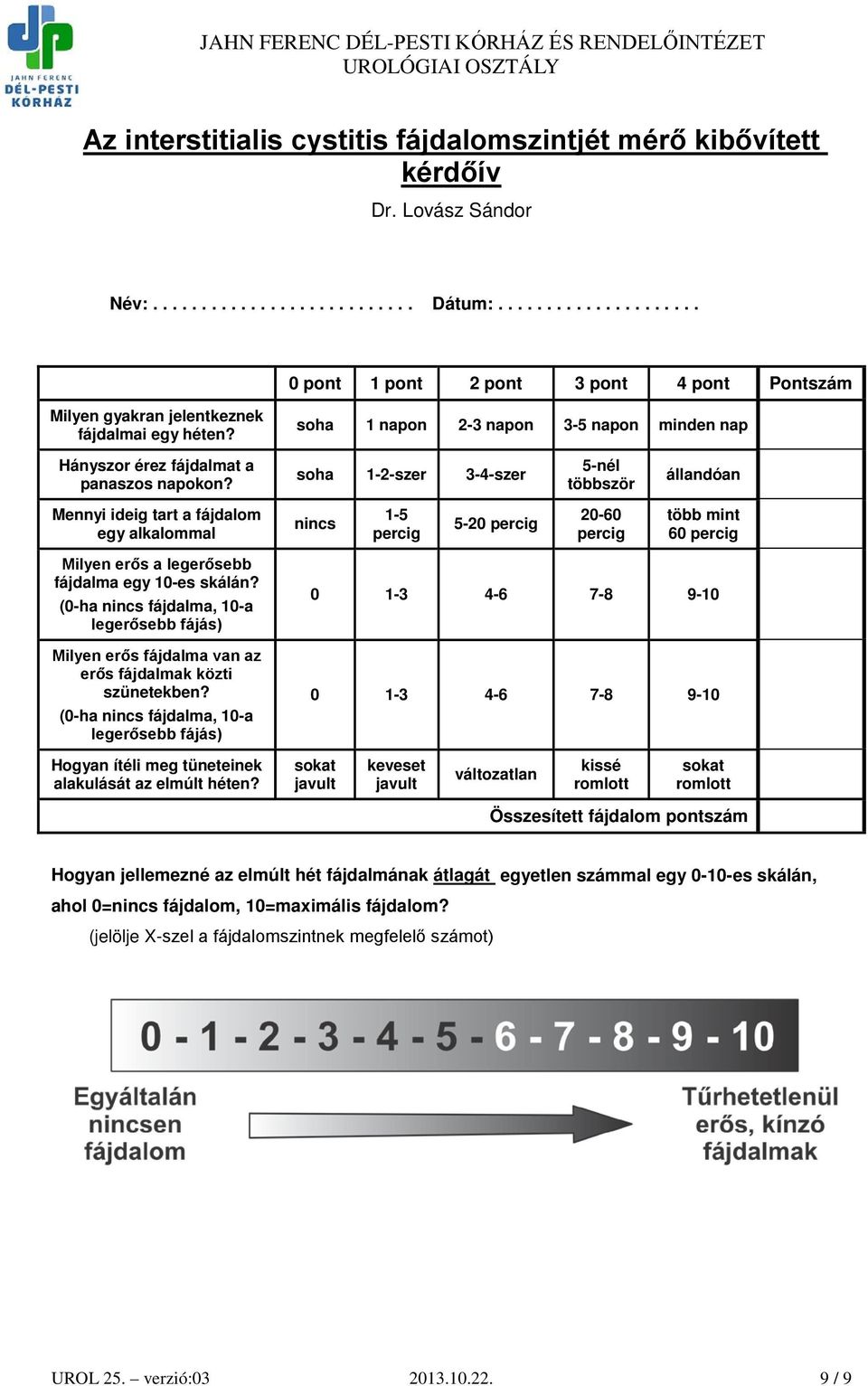 soha 1 napon 2-3 napon 3-5 napon minden nap Hányszor érez fájdalmat a panaszos napokon?