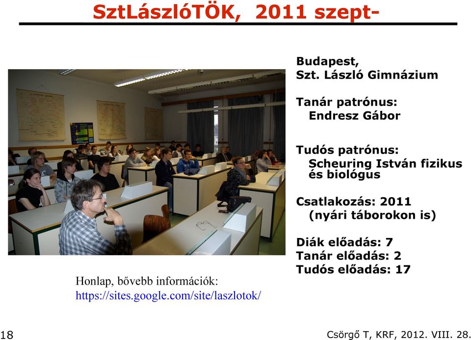 István fizikus és biológus Csatlakozás: 2011 (nyári táborokon is) Honlap,