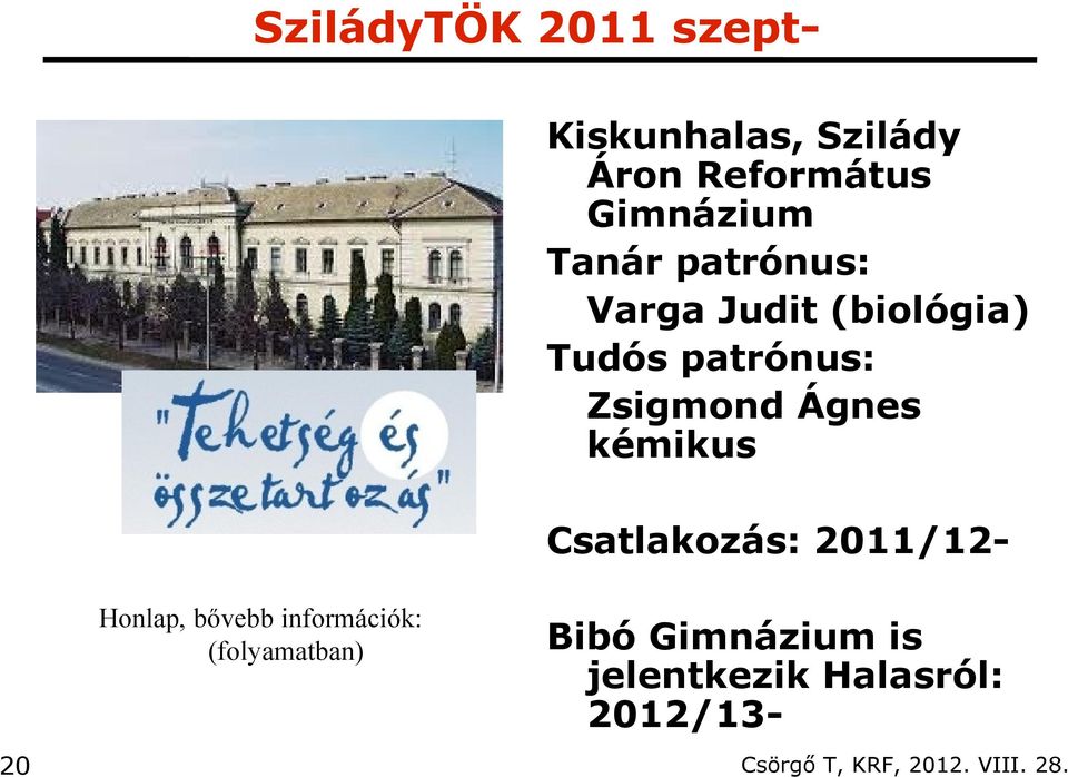 Zsigmond Ágnes kémikus Csatlakozás: 2011/12Honlap, bővebb