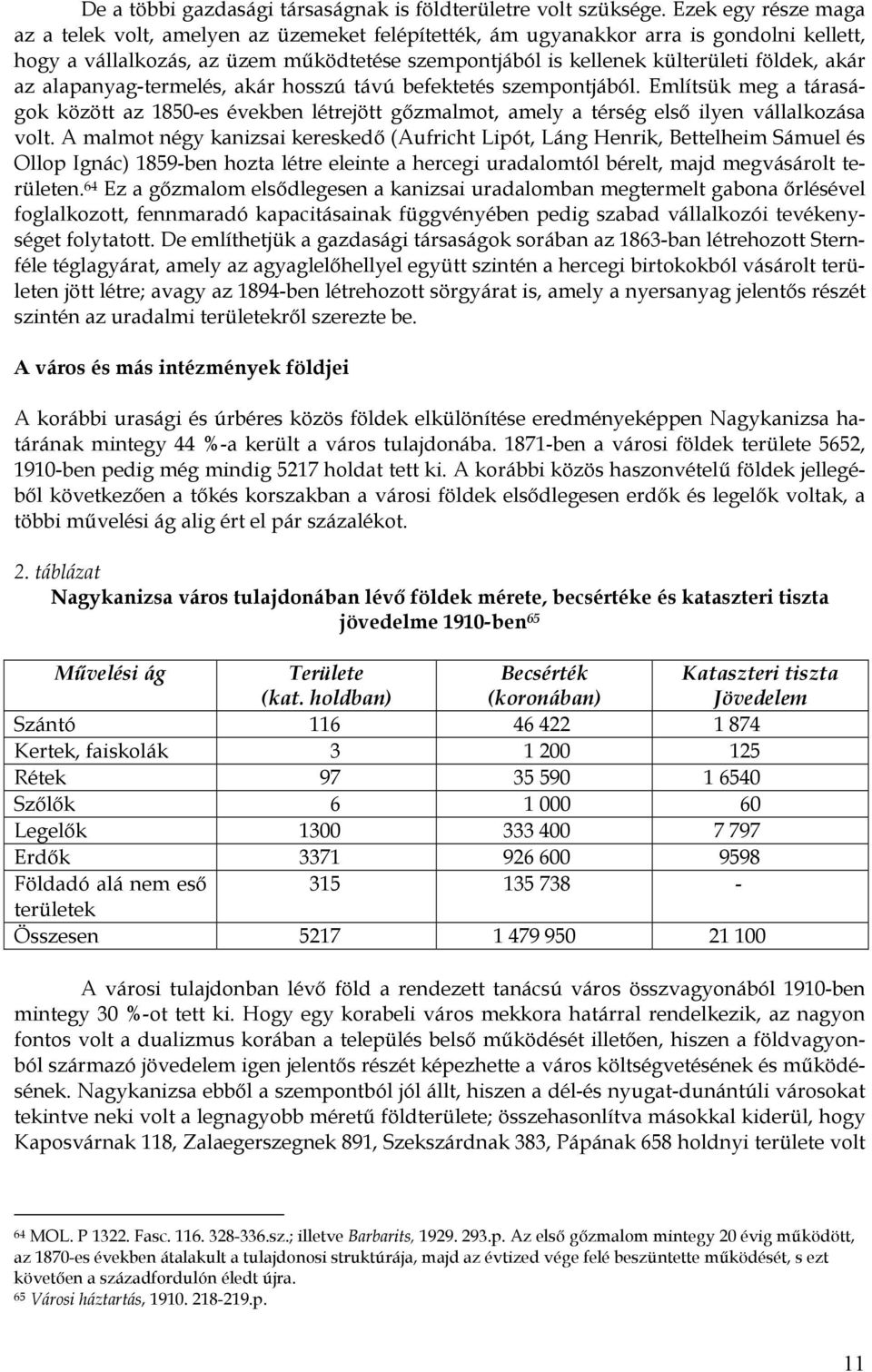 akár az alapanyag-termelés, akár hosszú távú befektetés szempontjából. Említsük meg a táraságok között az 1850-es években létrejött gőzmalmot, amely a térség első ilyen vállalkozása volt.