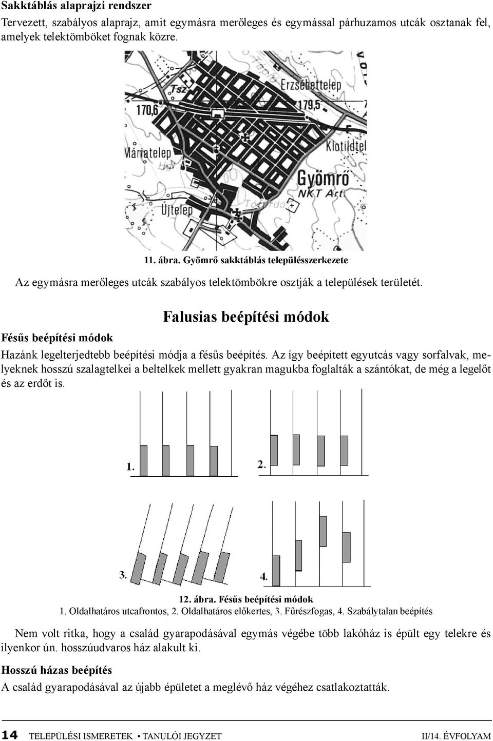 Falusias beépítési módok Fésűs beépítési módok Hazánk legelterjedtebb beépítési módja a fésűs beépítés.