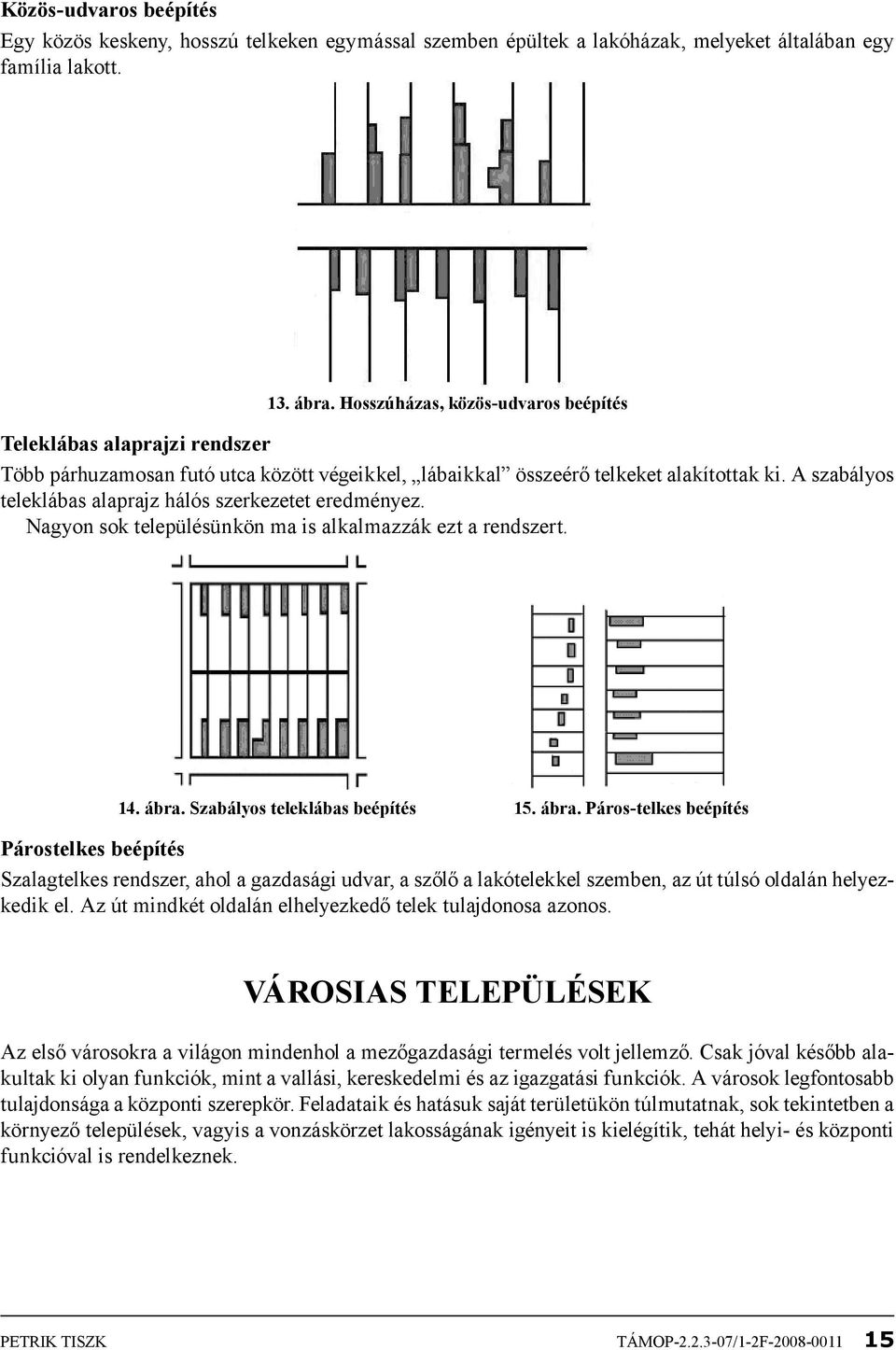 A szabályos teleklábas alaprajz hálós szerkezetet eredményez. Nagyon sok településünkön ma is alkalmazzák ezt a rendszert. 14. ábra.