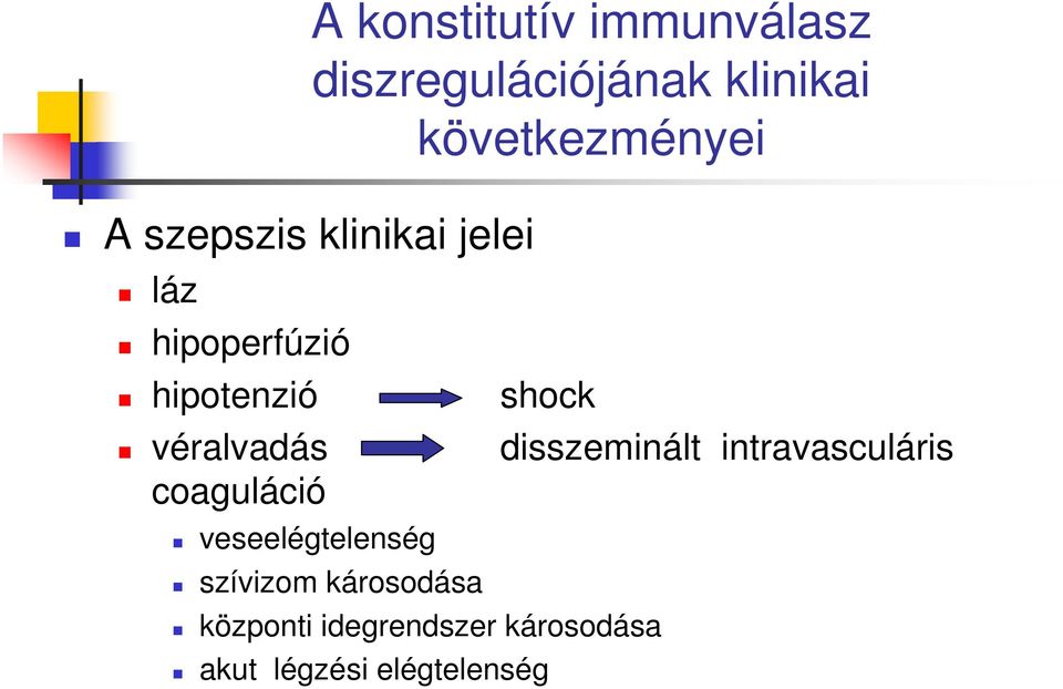 diszregulációjának klinikai következményei szívizom károsodása shock