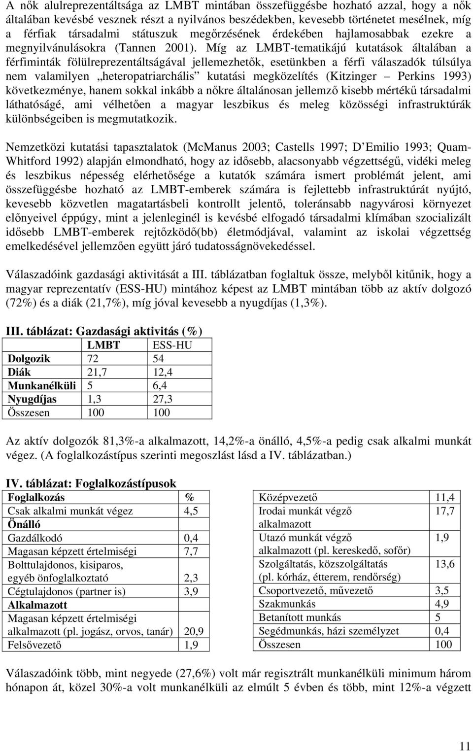 Míg az LMBT-tematikájú kutatások általában a férfiminták fölülreprezentáltságával jellemezhetők, esetünkben a férfi válaszadók túlsúlya nem valamilyen heteropatriarchális kutatási megközelítés