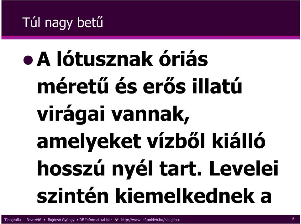 Levelei szintén kiemelkednek a Tipográfia Bevezetı Bujdosó