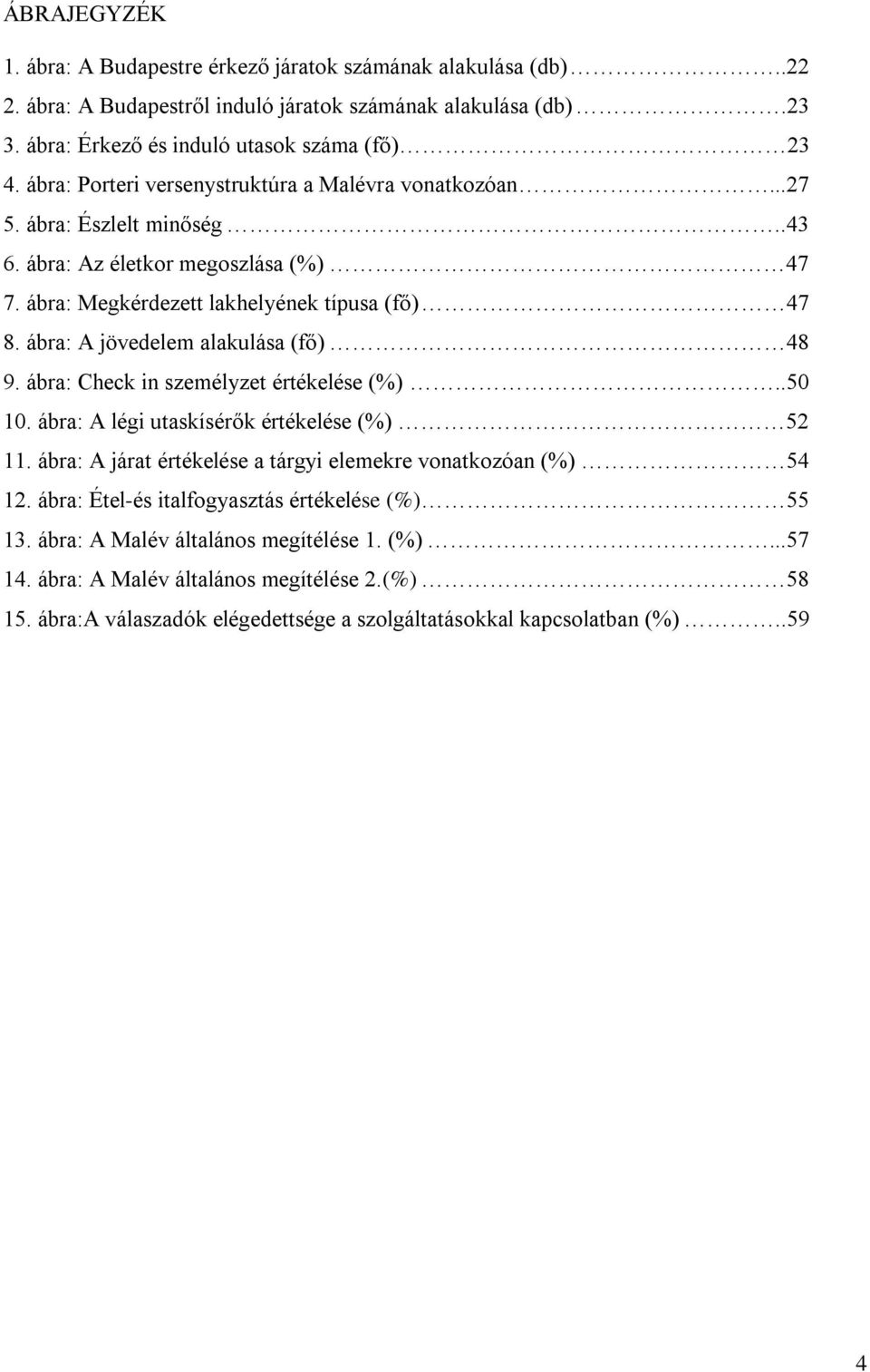 ábra: A jövedelem alakulása (fő) 48 9. ábra: Check in személyzet értékelése (%)..50 10. ábra: A légi utaskísérők értékelése (%) 52 11.