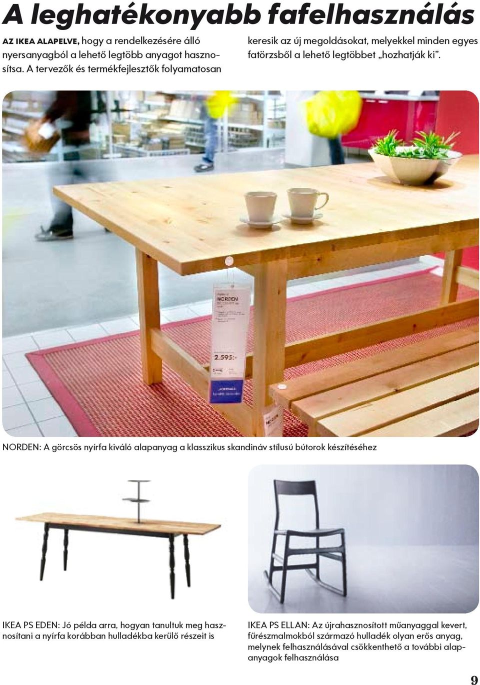 NORDEN: A görcsös nyírfa kiváló alapanyag a klasszikus skandináv stílusú bútorok készítéséhez IKEA PS EDEN: Jó példa arra, hogyan tanultuk meg hasznosítani a
