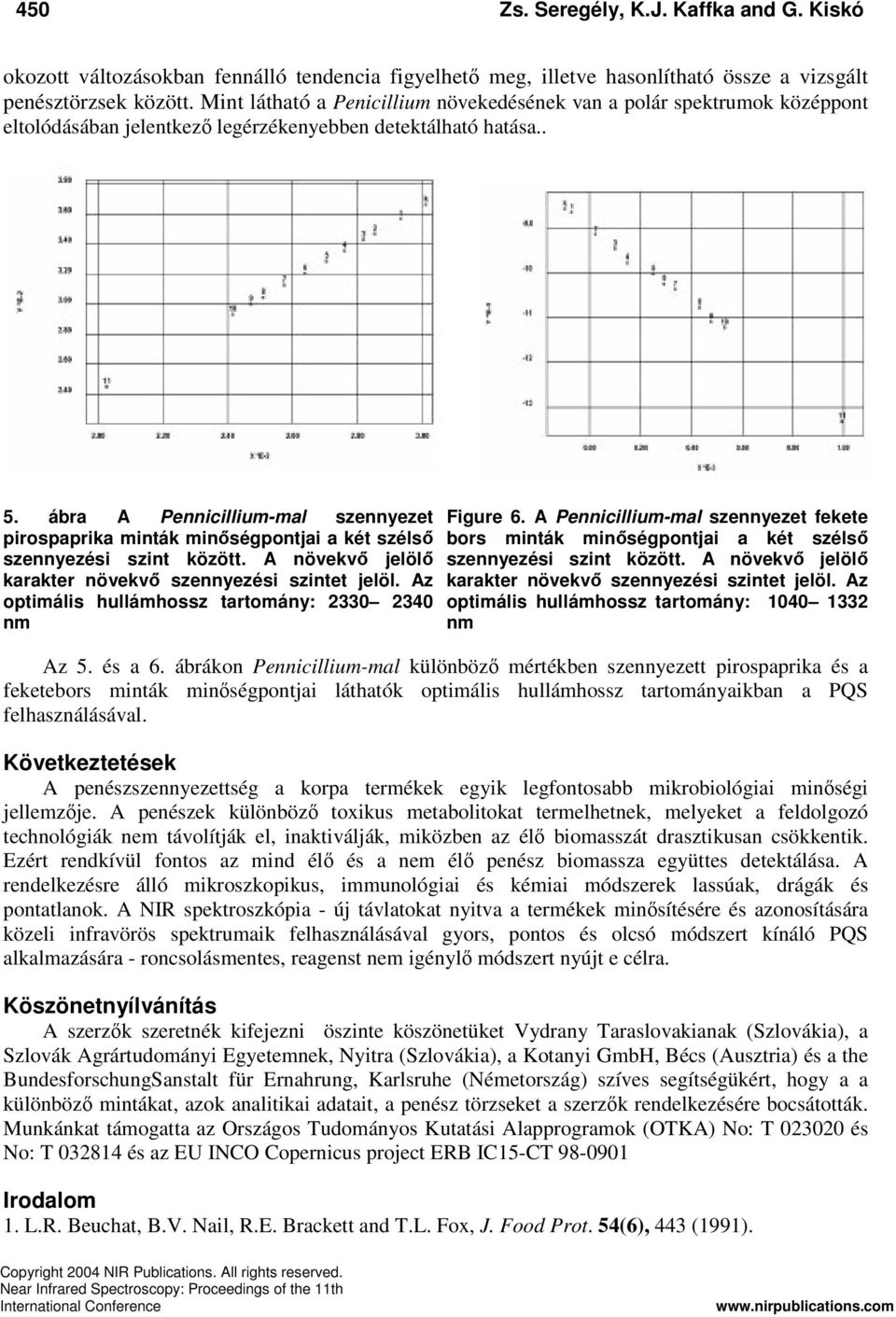 ábra A Pennicillium-mal szennyezet pirospaprika minták minségpontjai a két széls szennyezési szint között. A növekv jelöl karakter növekv szennyezési szintet jelöl.