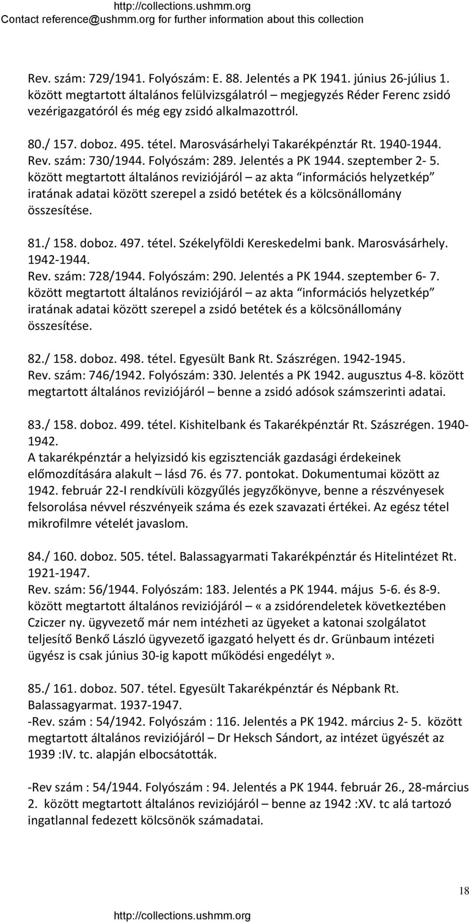 Rev. szám: 730/1944. Folyószám: 289. Jelentés a PK 1944. szeptember 2 5.