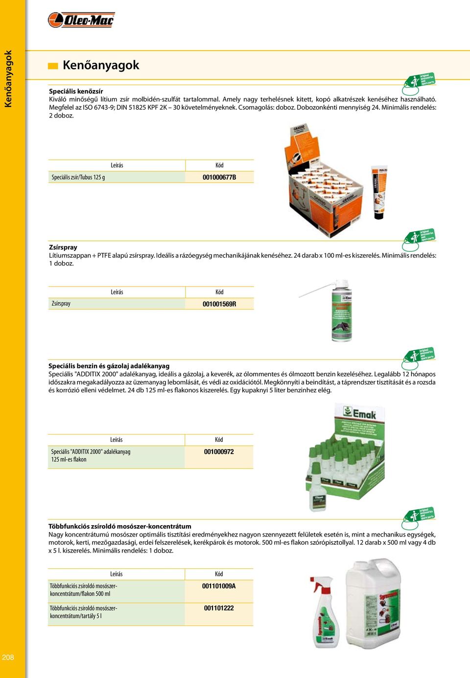 Speciális zsír/tubus 125 g 0000677B Zsírspray Lítiumszappan + PTFE alapú zsírspray. Ideális a rázóegység mechanikájának kenéséhez. 24 darab x 0 ml-es kiszerelés. Minimális rendelés: 1 doboz.