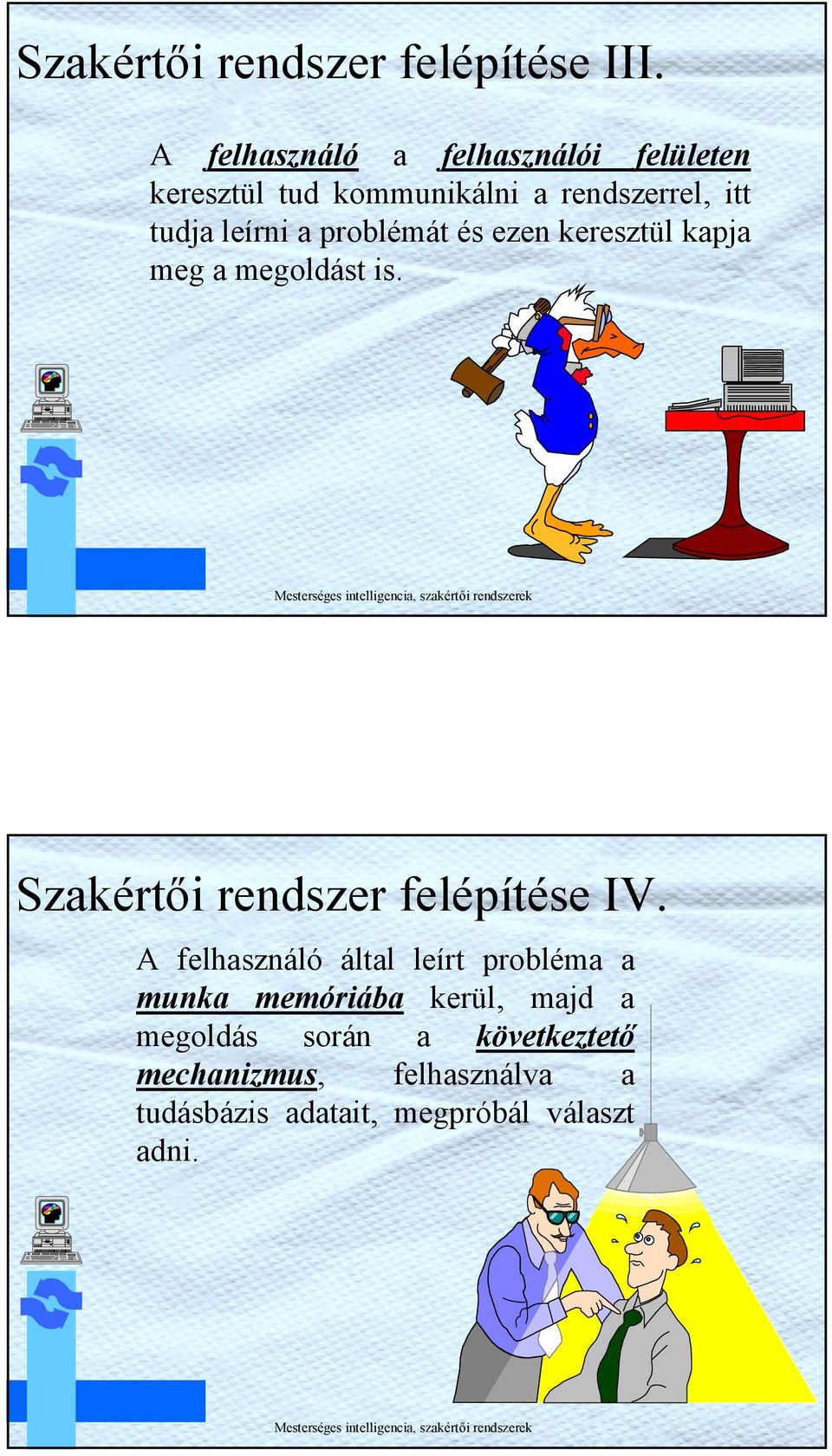 problémát és ezen keresztül kapja meg a megoldást s. Szakértő rendszer felépítése IV.