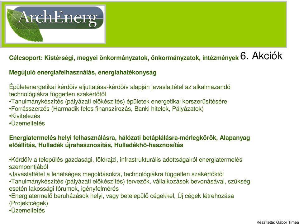 Pályázatok) Kivitelezés Üzemeltetés Energiatermelés helyi felhasználásra, hálózati betáplálásra-mérlegkörök, Alapanyag előállítás, Hulladék újrahasznosítás, Hulladékhő-hasznosítás Kérdőív a település