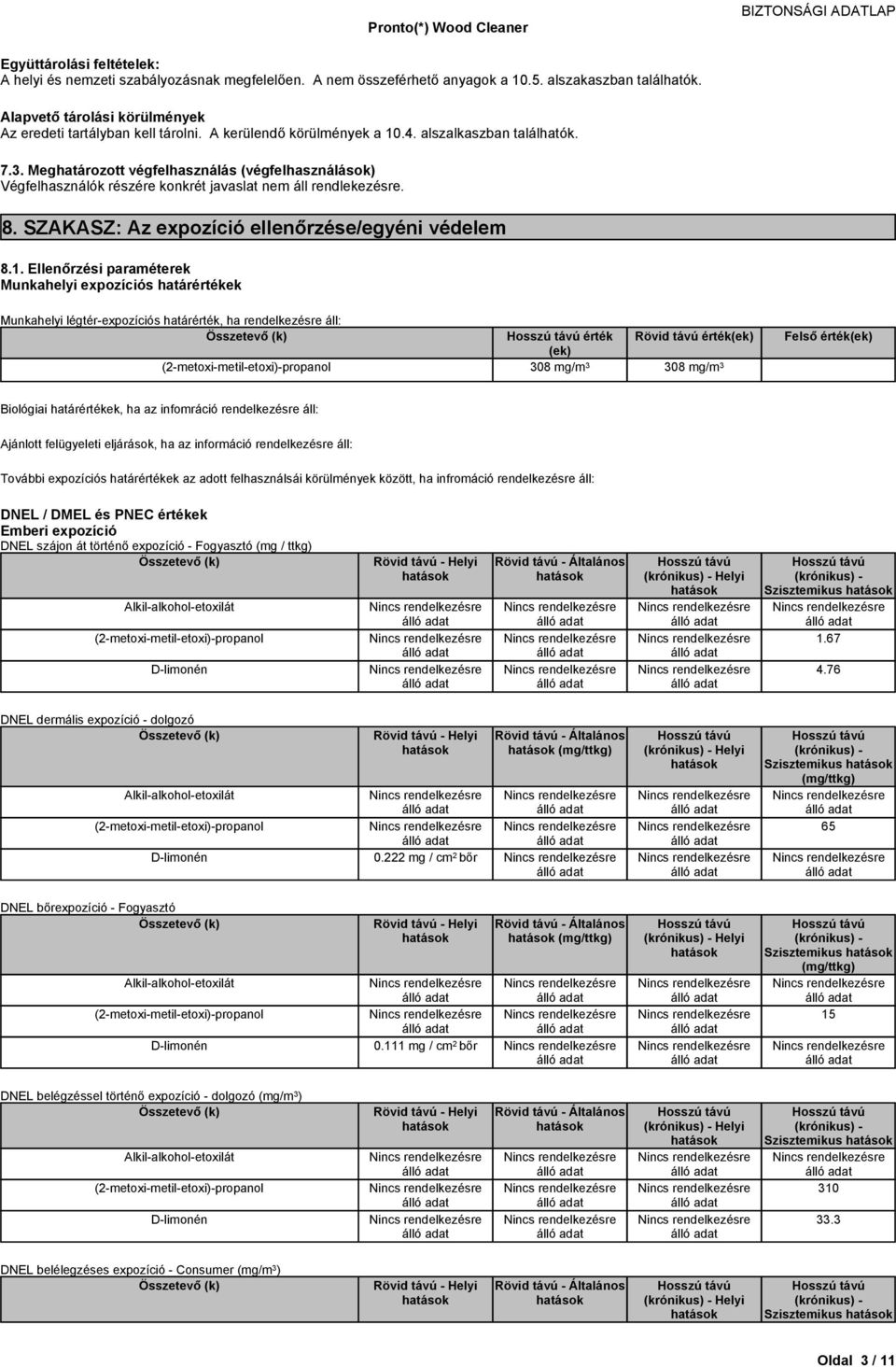 SZAKASZ:Azexpozícióelenőrzése/egyénivédelem 8.1.