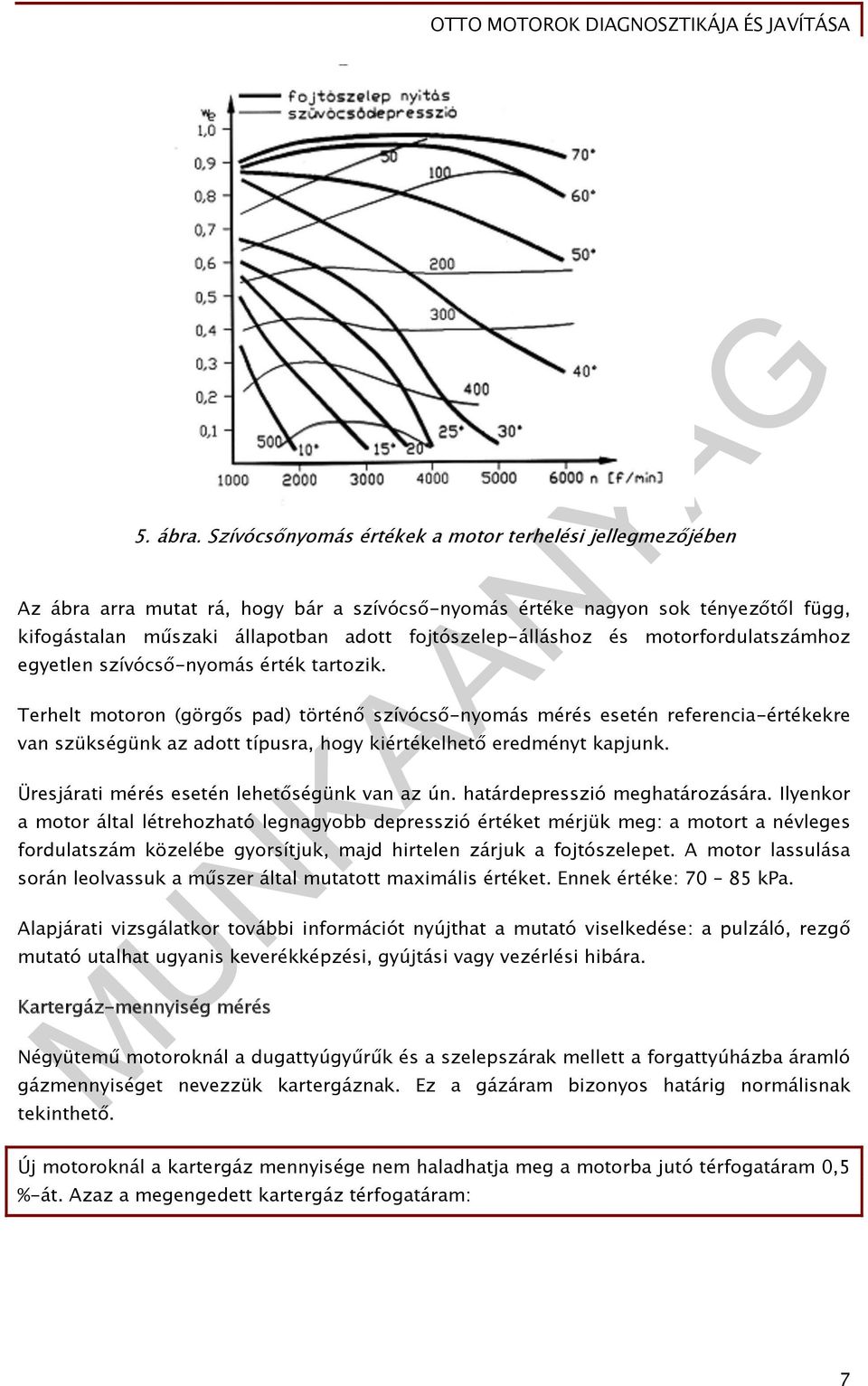 fojtószelep-álláshoz és motorfordulatszámhoz egyetlen szívócső-nyomás érték tartozik.