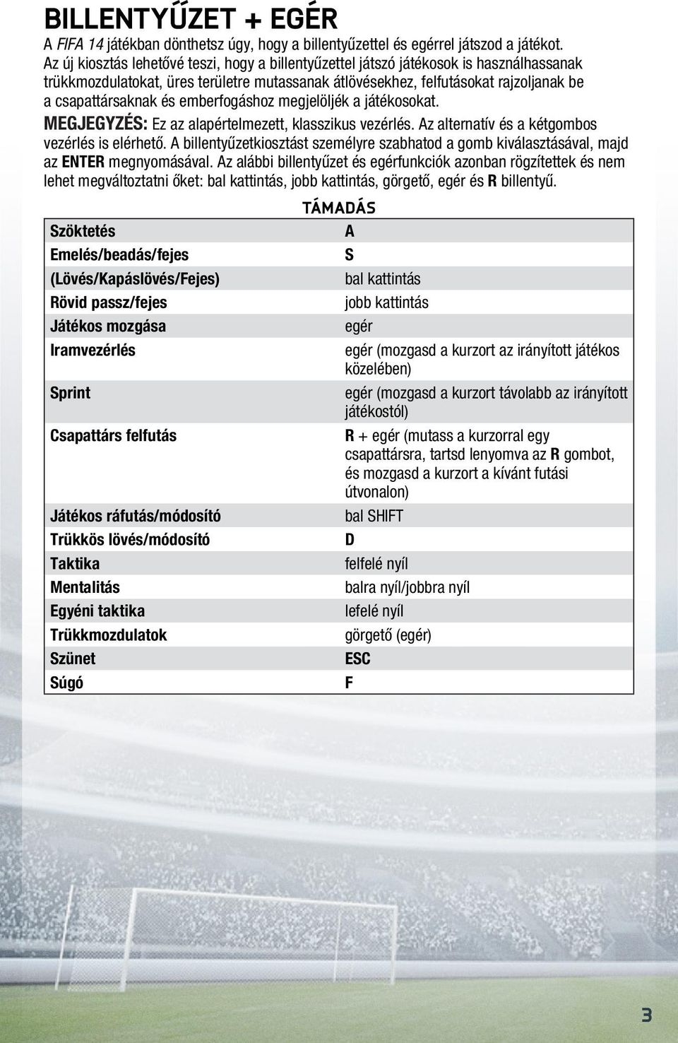 emberfogáshoz megjelöljék a játékosokat. Megjegyzés: Ez az alapértelmezett, klasszikus vezérlés. Az alternatív és a kétgombos vezérlés is elérhető.