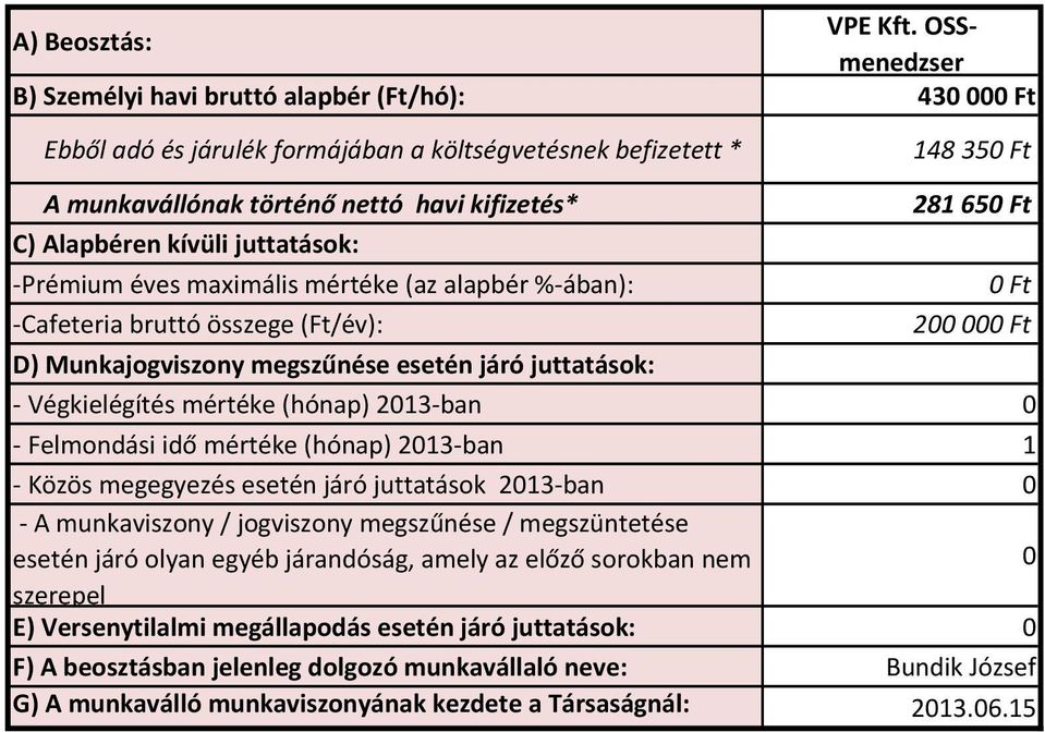 Felmondási idő mértéke (hónap) 213-ban 1 - Közös megegyezés esetén járó juttatások 213-ban - A munkaviszony / jogviszony