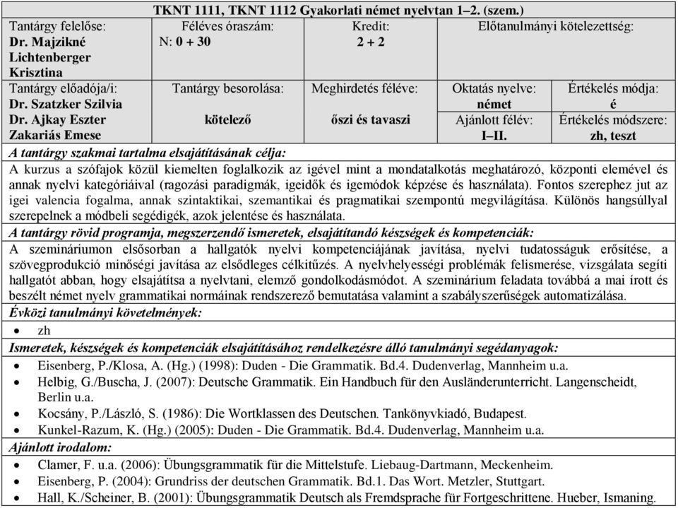 zh, teszt A kurzus a szófajok közül kiemelten foglalkozik az igvel mint a mondatalkotás meghatározó, központi elemvel s annak nyelvi kategóriáival (ragozási paradigmák, igeidők s igemódok kpzse s