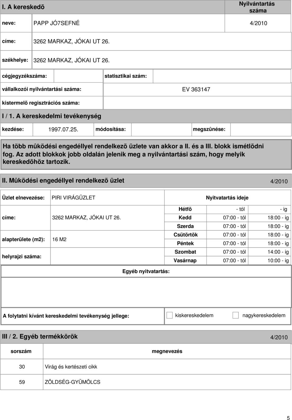 alapterülete (m2): 16 M2 helyrajzi : - tól - ig 07:00 - tól 18:00 - ig 07:00 - tól 18:00 - ig 07:00 - tól 18:00 - ig 07:00 - tól 18:00 - ig 07:00 - tól 14:00 - ig