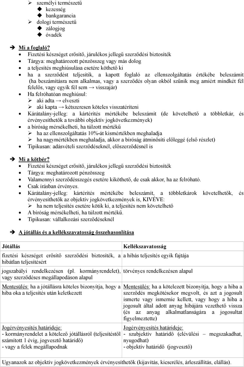 foglaló az ellenszolgáltatás értékébe beleszámít (ha beszámításra nem alkalmas, vagy a szerződés olyan okból szűnik meg amiért mindkét fél felelős, vagy egyik fél sem visszajár) Ha felróhatóan