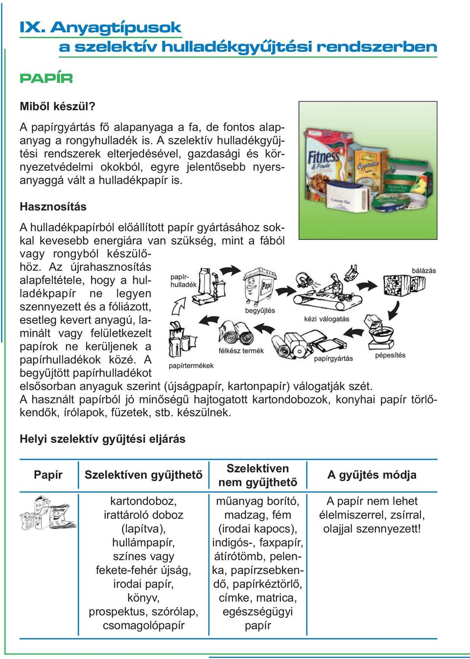 Hasznosítás A hulladékpapírból elõállított papír gyártásához sokkal kevesebb energiára van szükség, mint a fából vagy rongyból készülőhöz.