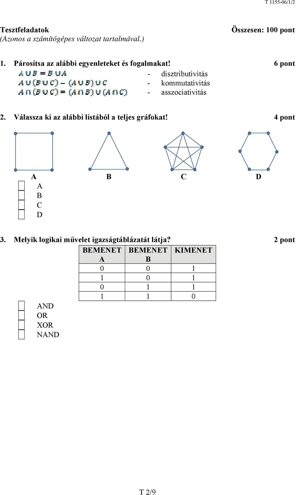 6 pont - disztributivitás - kommutativitás - asszociativitás 2.