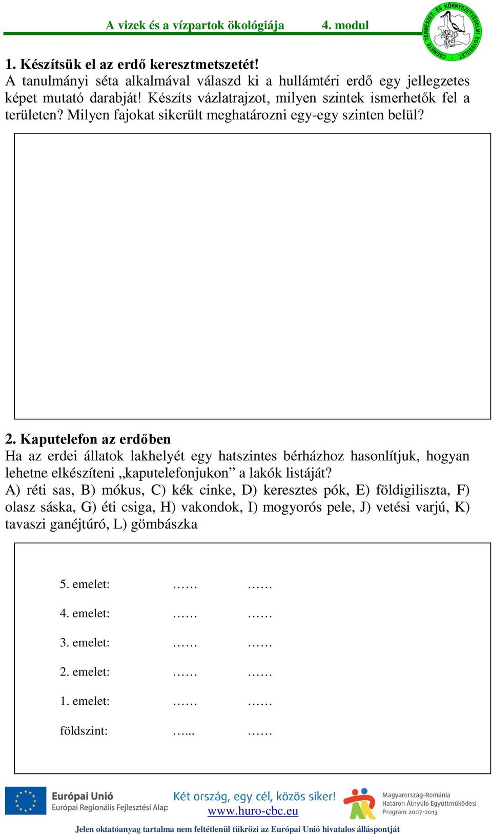 Kaputelefon az erdőben Ha az erdei állatok lakhelyét egy hatszintes bérházhoz hasonlítjuk, hogyan lehetne elkészíteni kaputelefonjukon a lakók listáját?