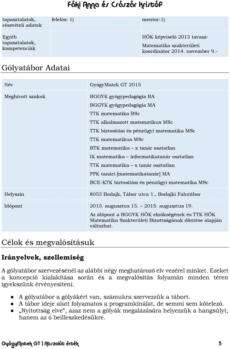 matematika MSc TTK matematikus MSc BTK matematika x tanár osztatlan IK matematika informatikatanár osztatlan TTK matematika x tanár osztatlan PPK tanári [matematikatanár] MA BCE-KTK biztosítási és