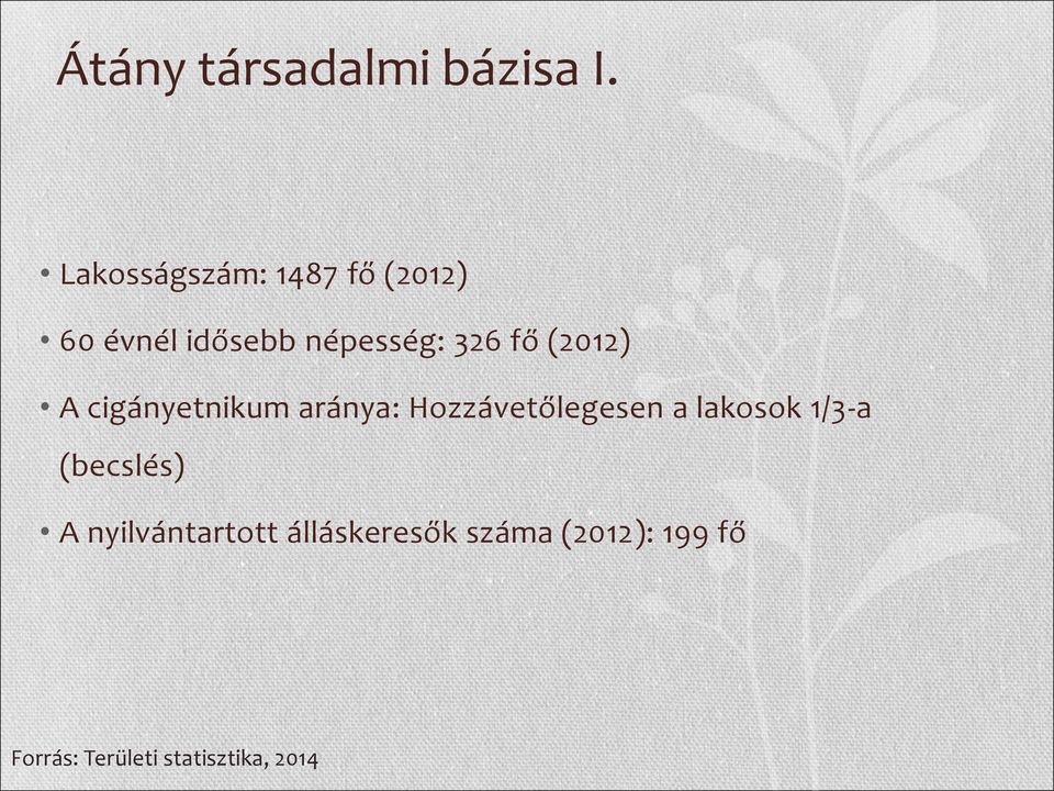 (2012) A cigányetnikum aránya: Hozzávetőlegesen a lakosok