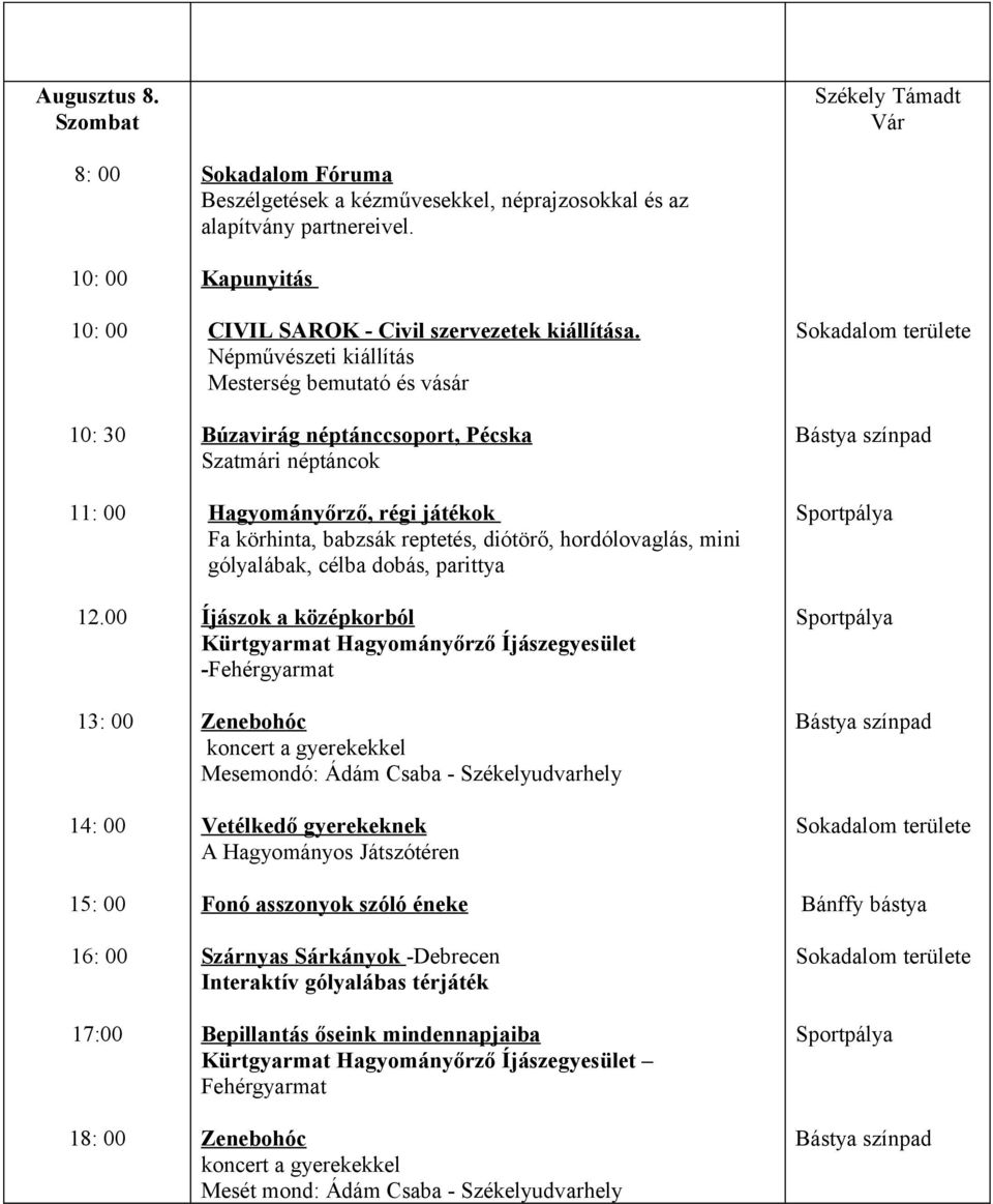 dobás, parittya Íjászok a középkorból Kürtgyarmat Hagyományőrző Íjászegyesület -Fehérgyarmat Mesemondó: Ádám Csaba - Székelyudvarhely Vetélkedő gyerekeknek A Hagyományos Játszótéren Fonó