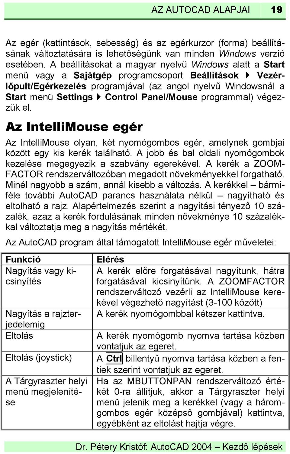 Panel/Mouse programmal) végezzük el. Az IntelliMouse egér Az IntelliMouse olyan, két nyomógombos egér, amelynek gombjai között egy kis kerék található.