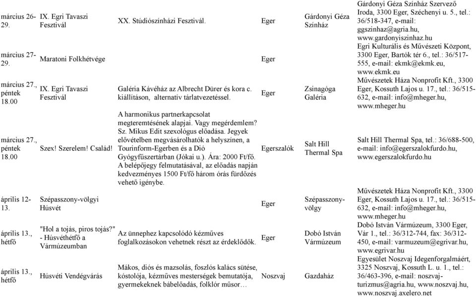 kiállításon, alternatív tárlatvezetéssel. A harmonikus partnerkapcsolat megteremtésének alapjai. Vagy megérdemlem? Sz. Mikus Edit szexológus előadása.